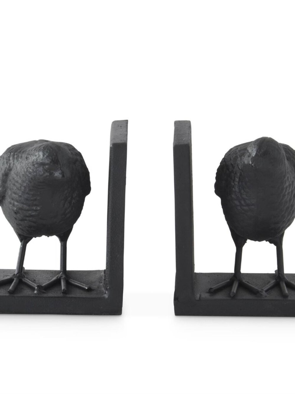 Set of 2 5 Inch Black Metal Bird Bookends